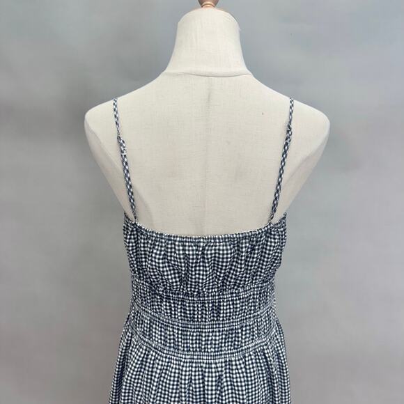Abercrombie & Fitch Smocked Tie-Front Maxi Dress black/white gingham size Large - Picture 12 of 16